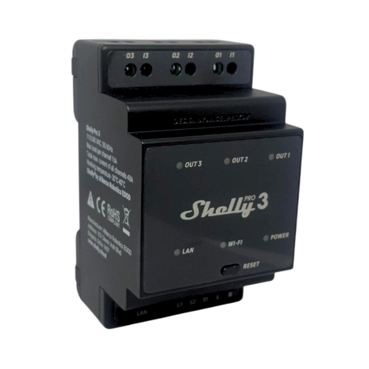Shelly Relè Wi-Fi Pro 3 Bluetooth Lan Din Controllo Illuminazione E Automazione - Immagine 2