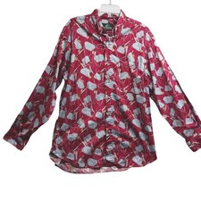 Bass Pro Shops Outdoor Button Down Shirt Size Large Red Men’s Long Sleeve Cotton