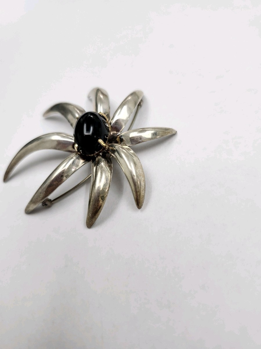 Tiffany & Co Fireworks Brooch Onyx, 18K Gold & Sterling Silver