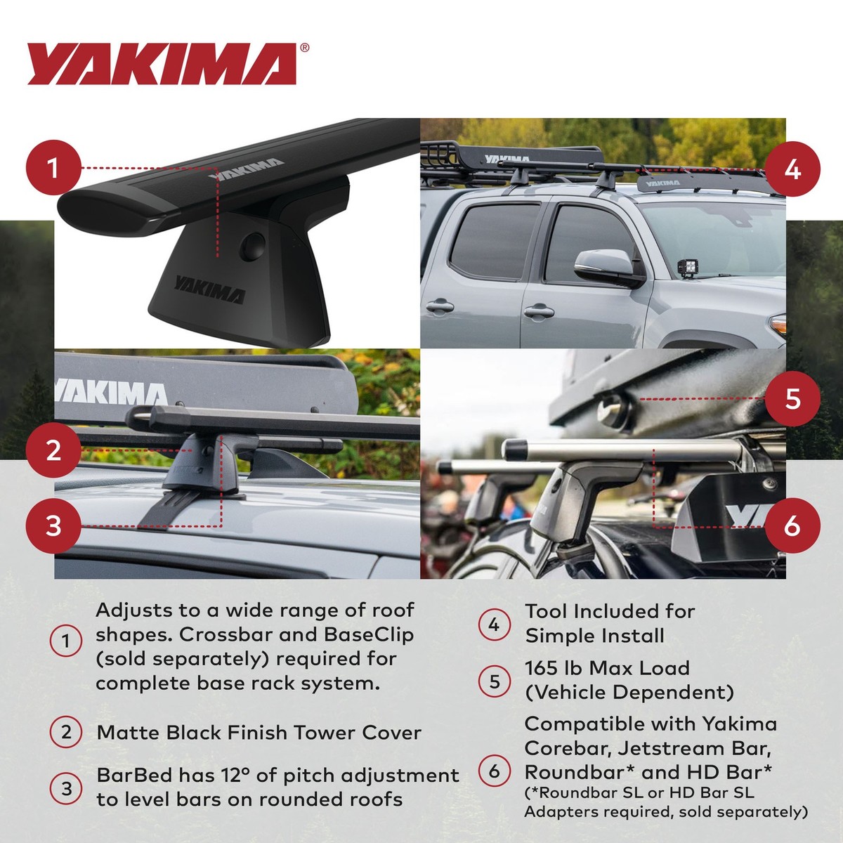 YAKIMA BaseLine Adjustable Rack Towers for Vehicles with Naked