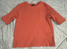 Damen Pullover M Orange Feinstrick Strick 3/4...
