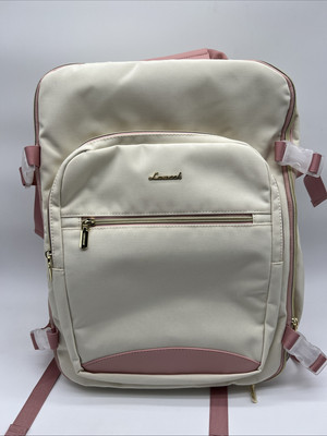 LOVEVOOK Travel Backpack Personal Item Flight Approved 40L  Cream And Pink New