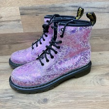 Dr Martens Girls Size L 5 Delaney Glitter Boots 1460 Lace Up Pink