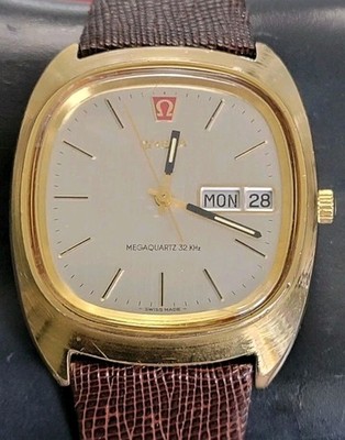 Vintage 70s Omega Megaquartz 32 KHz ref 196.0038 37mm Quartz Men's