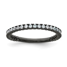Sterling Silver Black Rhodium-plated 28 Stone Cubic Zirconia Band Ring Size 8