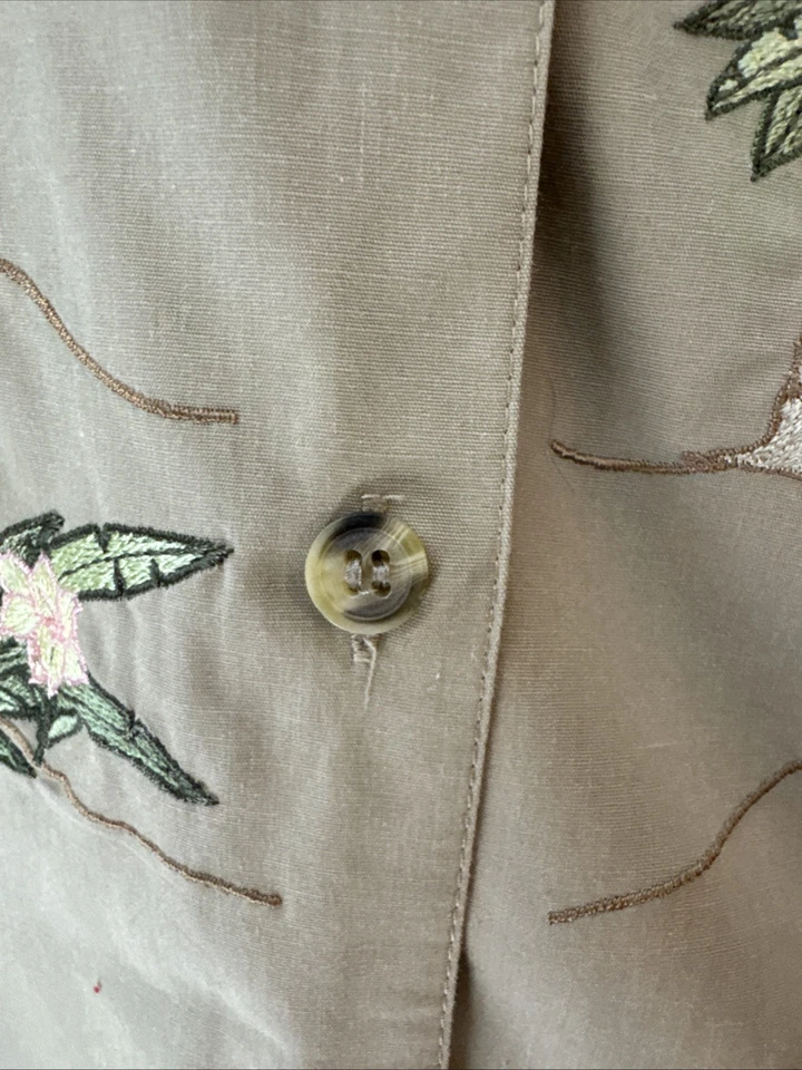 Karen Scott Button Up Sz L Brown African Safari Animals Embroidered Cottage Core - Image 4 of 4