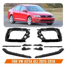 Front Bumper Fog Light Cover Set For VW Jetta GLI 2015-2018 W/Trim Bracket Frame