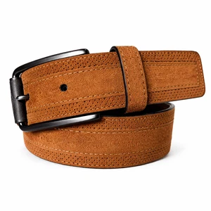 Men’s Tan Suede Leather Belt Gunmetal Buckle Nickel Free Casual Dress Belt