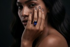 Sapphire Ring Anemone Jewelry 14k Gold Marquise Cut Handmade Blue Gemstone