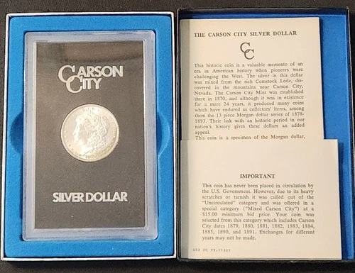1883-CC Uncirculated Toned $1 Morgan Silver Dollar GSA With Box/Coa - Z-C225