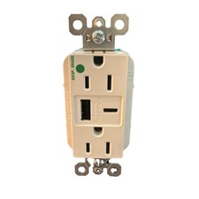 10 - Legrand TR15HUSBAC6W Hospital Grade Fast Charge USB + DUB Receptacle, 15A