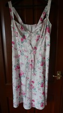 Shein Curve Strappy Summer Dress, Size 0XL, Ivory, Pink Rose Pattern, Tie Back