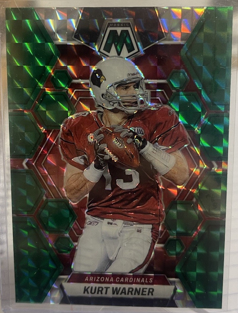 2023 Panini Mosaic Kurt Warner Green Prizm #5 Cardinals RAMS