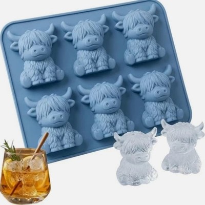 3D Highland Cow Ice Ball Maker Mold for Whiskey Cocktails Ice Cube Tray Silicone