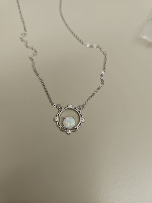 RYZE Lab Created White Opal White Frost CZ Halskette 0,925 Sterlingsilber HÜBSCH 