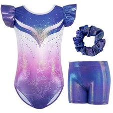 Gymnastics Leotards for Girls, Toddler Ruffle Short Sleeve Dance Ballet Outfi...