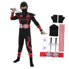 Kids Ninja Costumes Set Halloween Ninja Cosplay Costume with S 5-7 Years