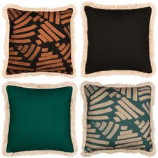 Image of Paoletti Oromo Blocks Fringed Cushion Cover