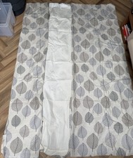 Dunelm Pencil Pleat Lined Curtains - 168cm x 228cm Grey Leaf Print (Minor Mark)