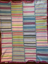 Pottery Barn Kids Knit Blanket Stripe Multicolor Cotton Patchwork 36 x28 Crib