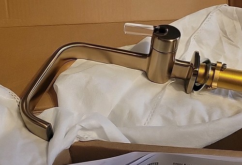 Brizo Allaria 65067LF-GLCL-ECO Luxe Gold Single Clear Handle Bathroom Faucet NEW - Picture 13 of 21
