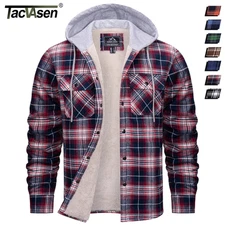 Men's Hoodies Flannel Plaid Jacket Fleece Lined Winter Thermal Casual Work Coats