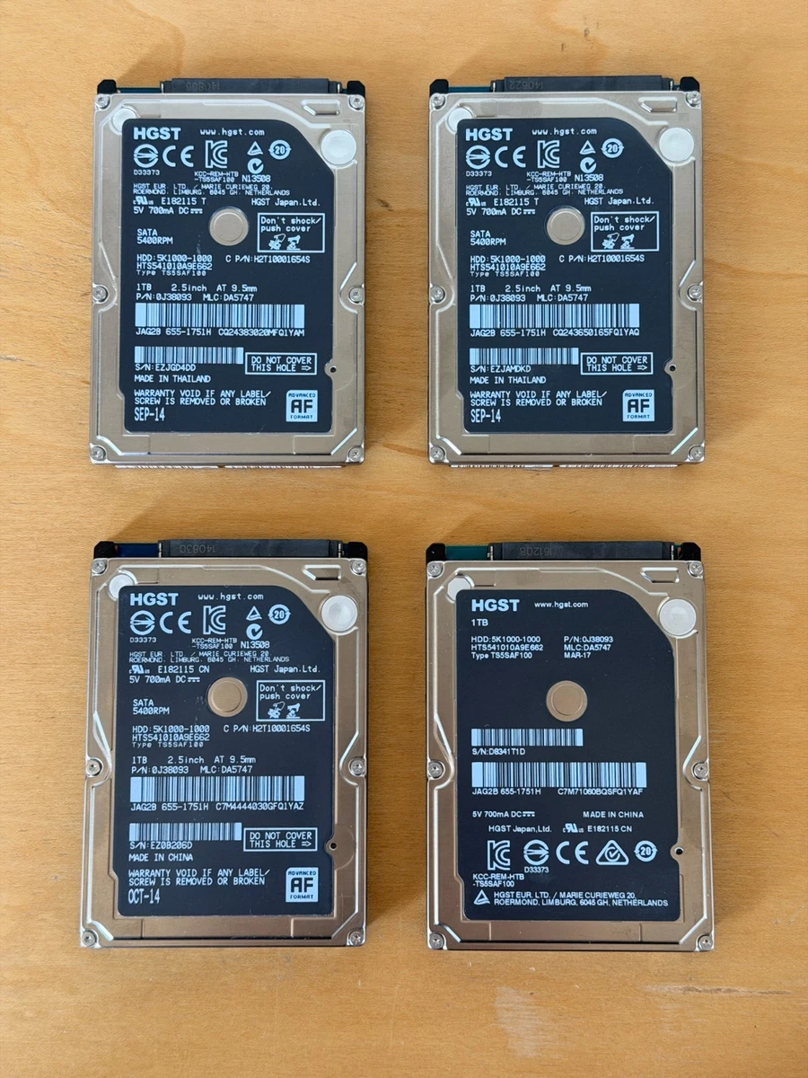 25+ HGST 1TB SATA III 5400RPM 2.5 Inch Internal Hard Disk Drives
