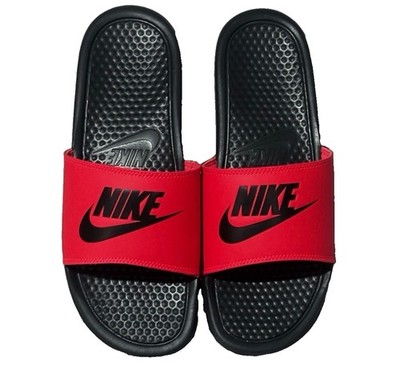 Nike Benassi JDI Just Do It Slides Sandals Slippers Red Black 343880-605 11,12