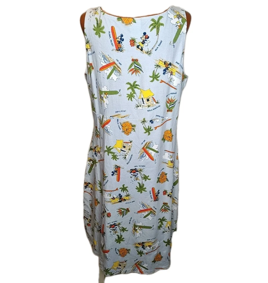 Vestido Midi Mujer Disney Shopping Mickey N Gang Sobreplice XXL Azul Tiki Hawaiano  Foto 3 de 4