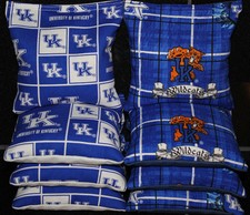 8 CORNHOLE BEANBAGS made w UK UNIVERSITY OF KENTUCKY WILDCATS Fabric