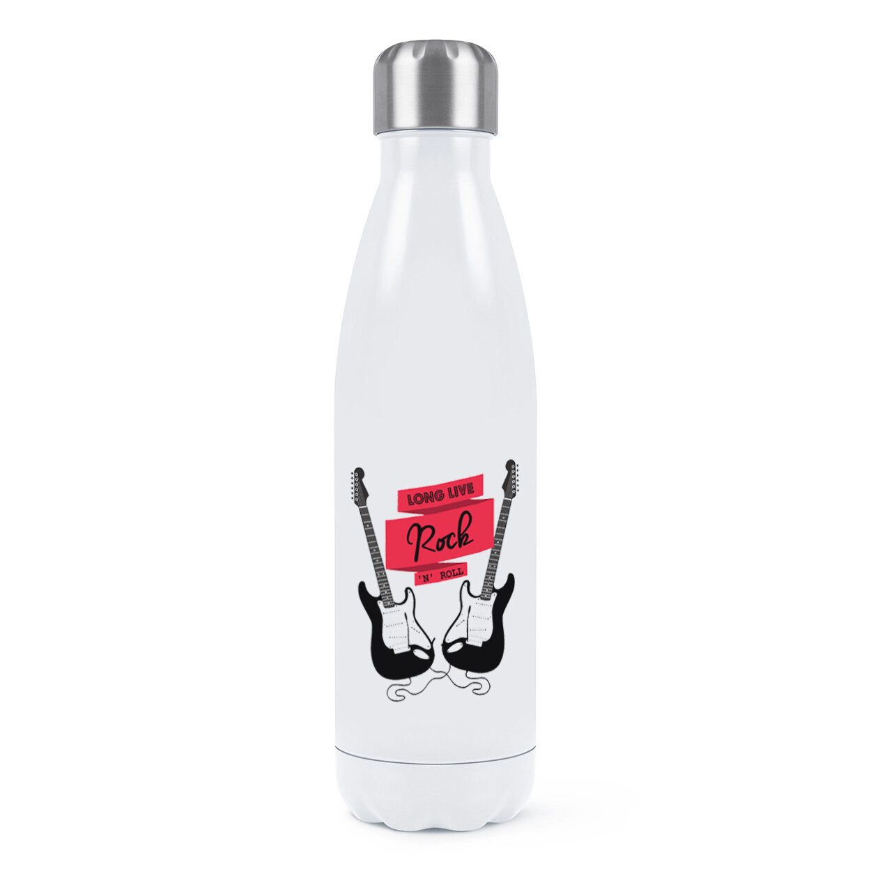 Long Live Rock N Roll Electric Guitar Double Wall Water Bottle Music Thermal