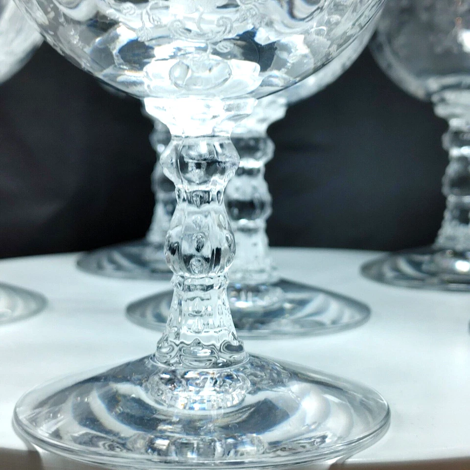 Vtg FOSTORIA 'Meadow Rose' Champagne Coupe Cocktail Glass x6 Etched R3 - Image 3 of 4