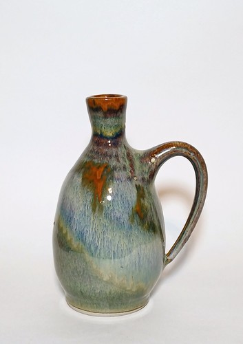 Sunset Canyon Stoneware Art Pottery Jug Rainbow Drip Glaze - Vase Nebula Line - Picture 3 of 18