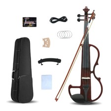 dark red Yinfente 5 String Electric Violin Sweet Tone Free Case Bow 6.5 big jack