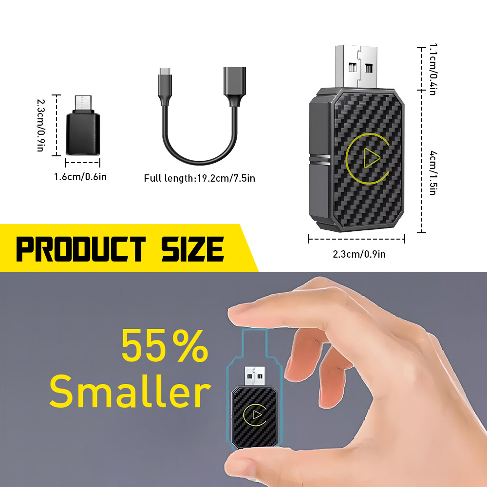 Car Android Auto Wireless Adapter & Wireless CarPlay Adapter Plug