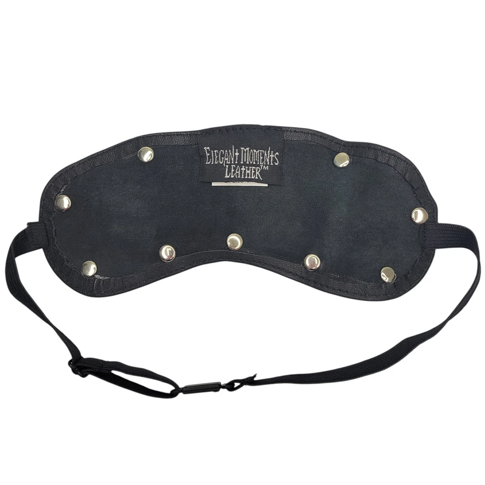 Leather Blindfold Spiked Studs Adjustable Elastic Strap Sleep Mask L9257 - Image 2 of 4