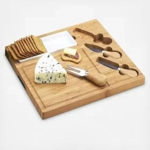 Picnic At Ascot Celtic Bamboo Cheese Board Ceramic Dish and 3 Cheese Tools NWB - Image 2 of 4