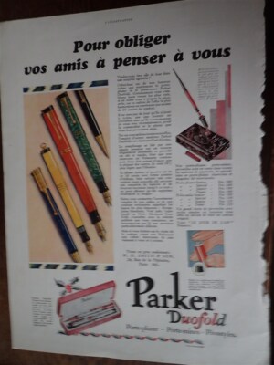 PARKER DUOFOLD Federhalter + KÖLNWASSER Nr. 4711 Werbung Papier die ILLUSTRATION 1929