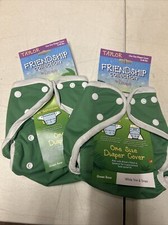 Kissaluvs One Size Green Diaper Cover 8-40 Ibs Friendship Collection Lot Of 2