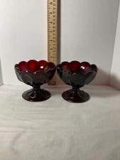 Ruby red glass individual serving dessert stemmed bowls 31/2”x41/2”