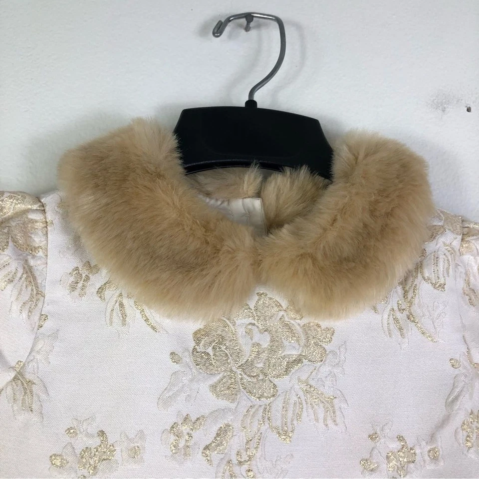 JANIE AND JACK METALLIC FLORAL JACQUARD DRESS SIZE 6 NWT 114.00 CREAM AND SUGAR - Image 4 of 4