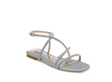Badgley Mischka Women Ivie Embellished Strappy Flat Sandals Silver Size 7M