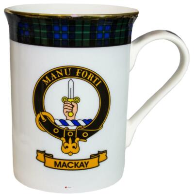 China Teebecher MacKay Clan Crest Fine Bone Goldrand Made in Scotland