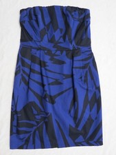 EXPRESS DESIGN STUDIO Dark Blue and Black Print Strapless Dress Size 8 Lined EUC