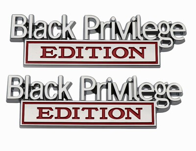 pair Metal Black Privilege Edition 3D Letter Fender Emblems Badge (Chrome+red)