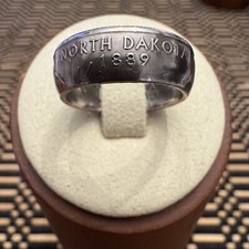 Hand Crafted US Quarter Coin Ring Size 6 North Dakota 2006