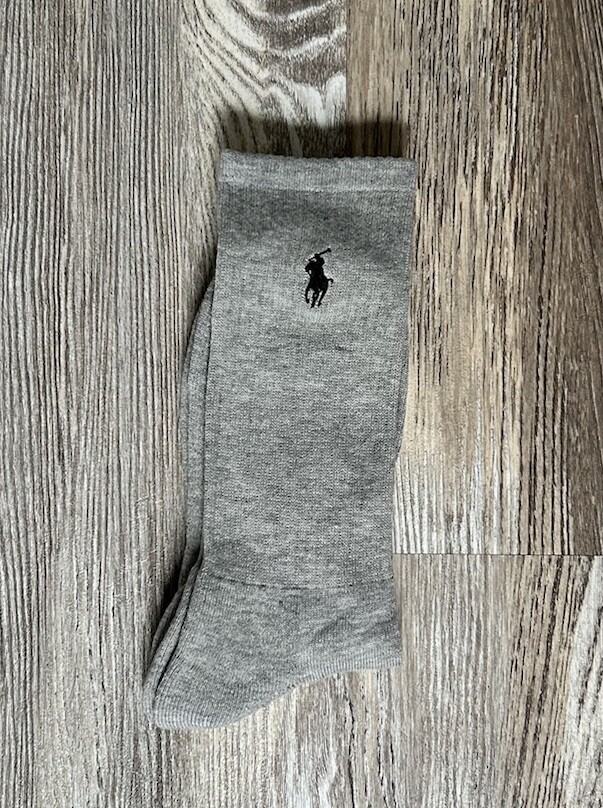 PONY Polo Ralph Lauren Uomo Cool Grigio Navy Horse Set Singolo Calze Crew Taglia 10 13