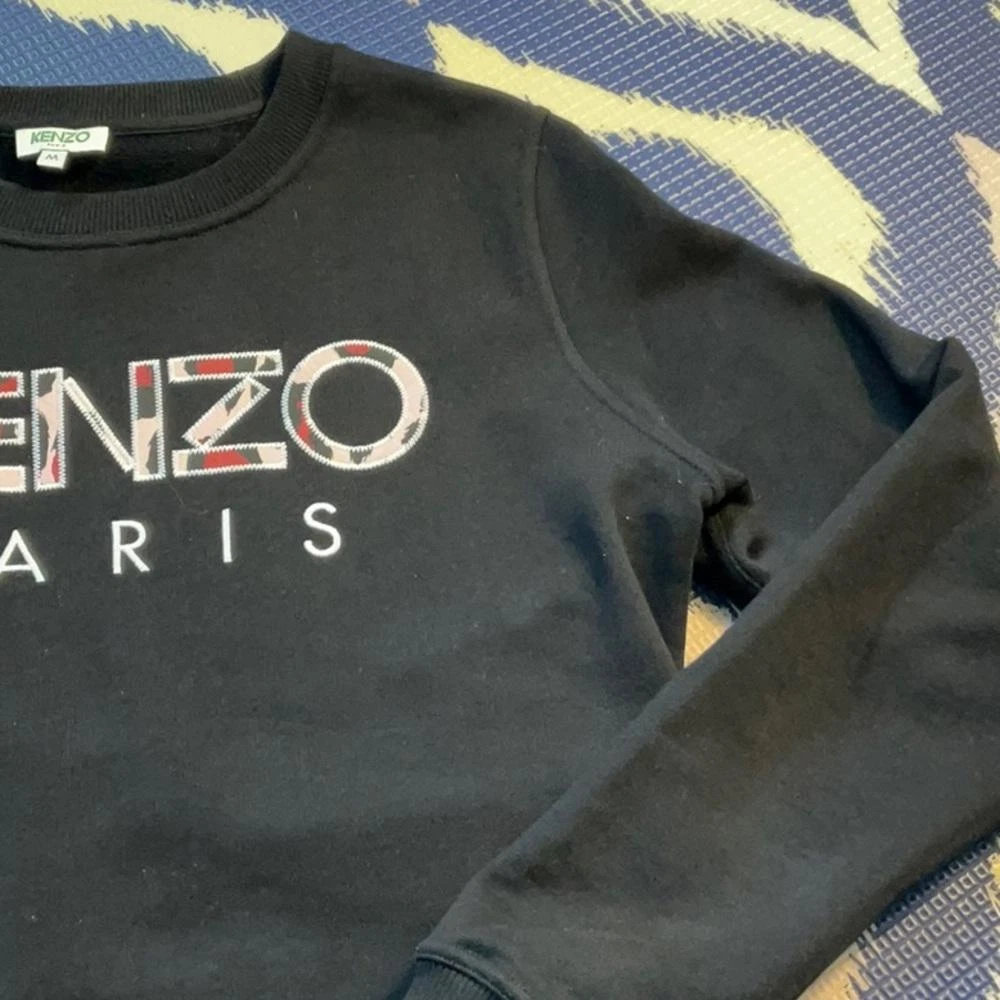 Felpa donna Kenzo Paris ricamata media nera