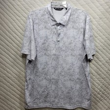 Travis Mathew Shirt Mens 2XL White Floral Print Polo Golf Casual Cotton Tropical