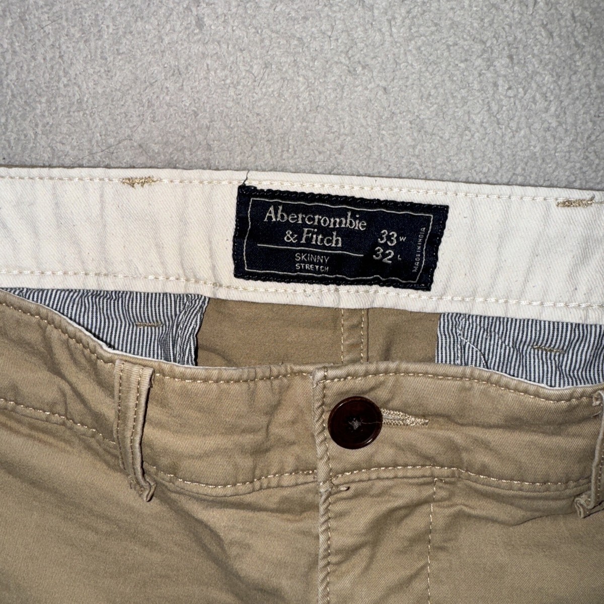 Abercrombie & Fitch Slim Taper Stretch Men's Pants (33x32) Khaki